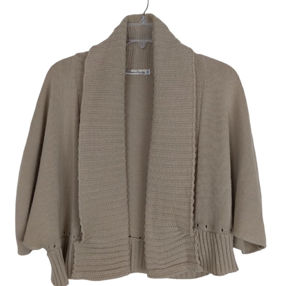 American Rag | Tan Cropped Open Front Sweater Shrug | Size M